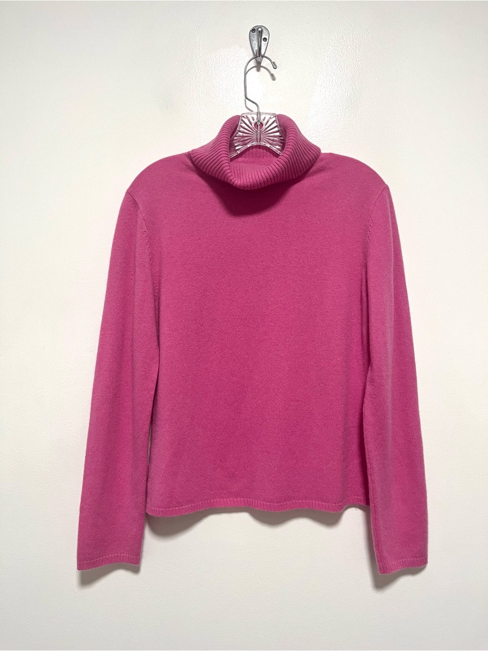 Ann Taylor 100% cashmere Pink Turtleneck Knit Sweater Academia Quiet Luxury L